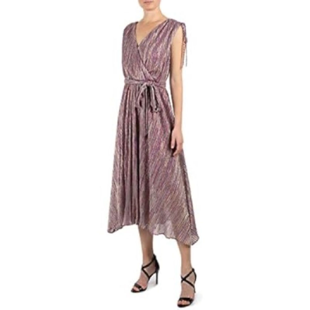 Purple Metallic Striped Dress